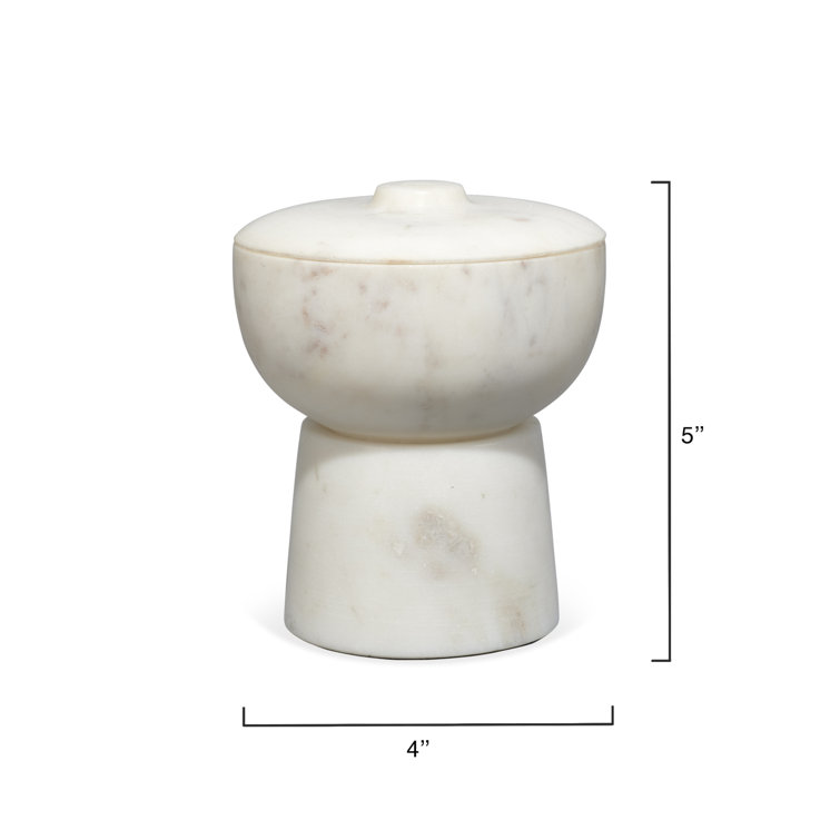 Handcrafted White Marble Decorative Box with Lid