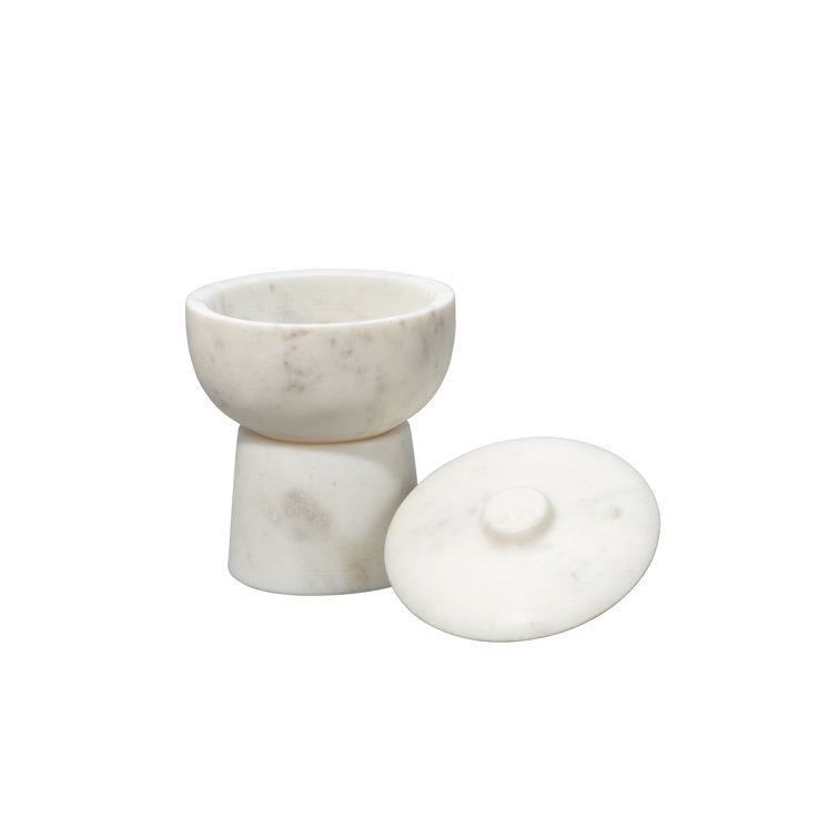 Handcrafted White Marble Decorative Box with Lid