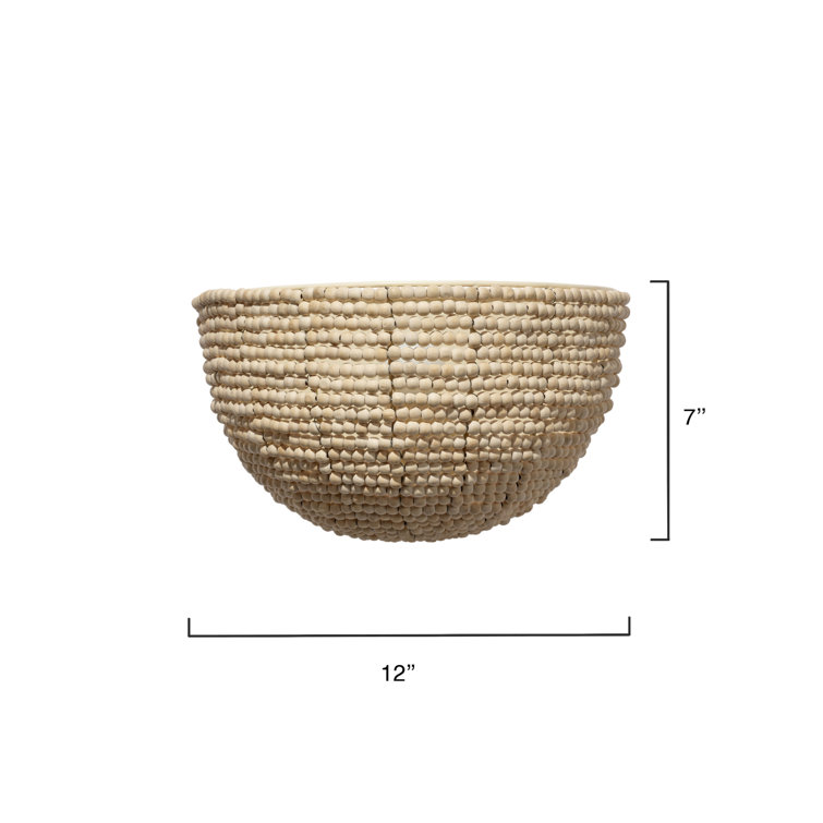 Barnacle Natural Wood Beaded Dimmable Wall Sconce