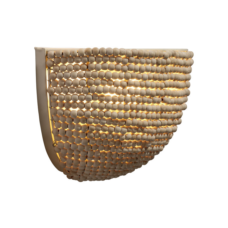 Barnacle Natural Wood Beaded Dimmable Wall Sconce