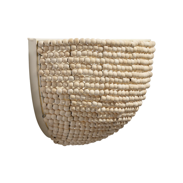 Barnacle Natural Wood Beaded Dimmable Wall Sconce