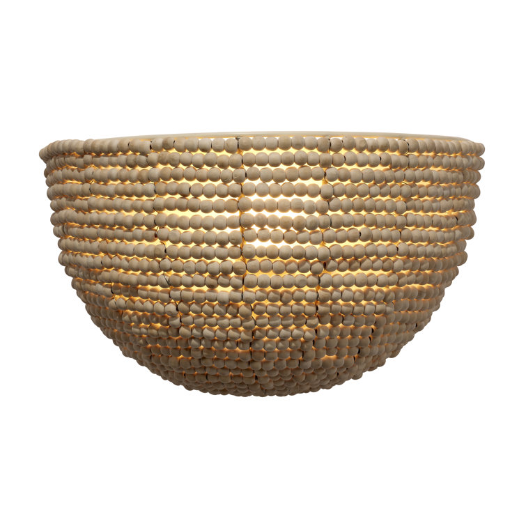 Barnacle Natural Wood Beaded Dimmable Wall Sconce