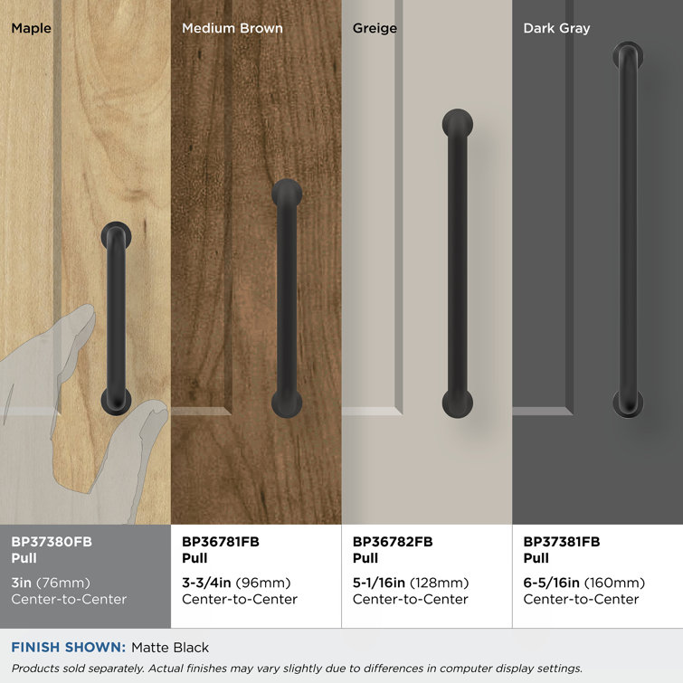 Matte Black 5-1/16" Center-to-Center Arch Cabinet Pull