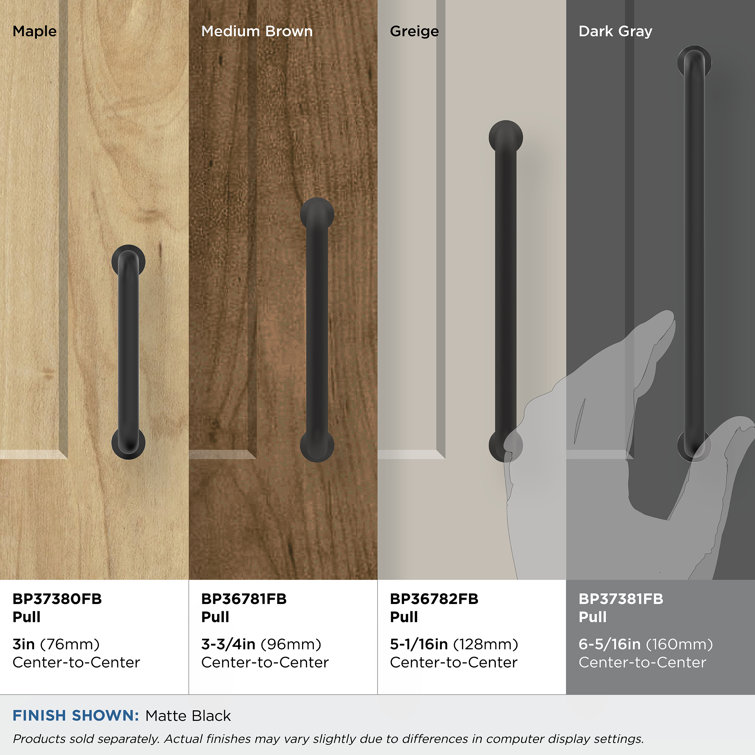 Matte Black 5-1/16" Center-to-Center Arch Cabinet Pull
