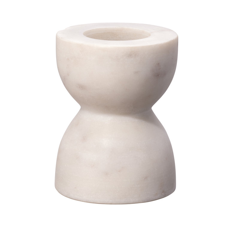 White Marble Petite Pillar Candlestick Set