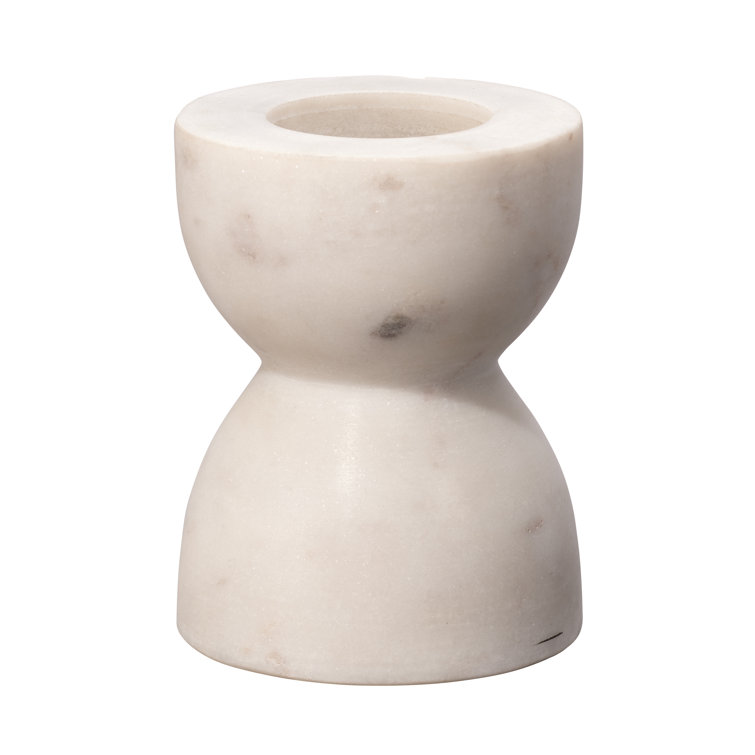 White Marble Petite Pillar Candlestick Set