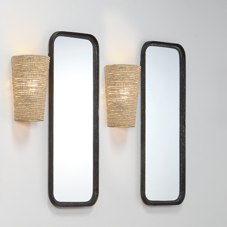 Natural Mango Wood Beaded Cone Wall Sconce