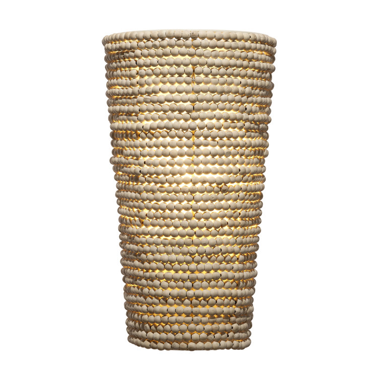 Natural Mango Wood Beaded Cone Wall Sconce