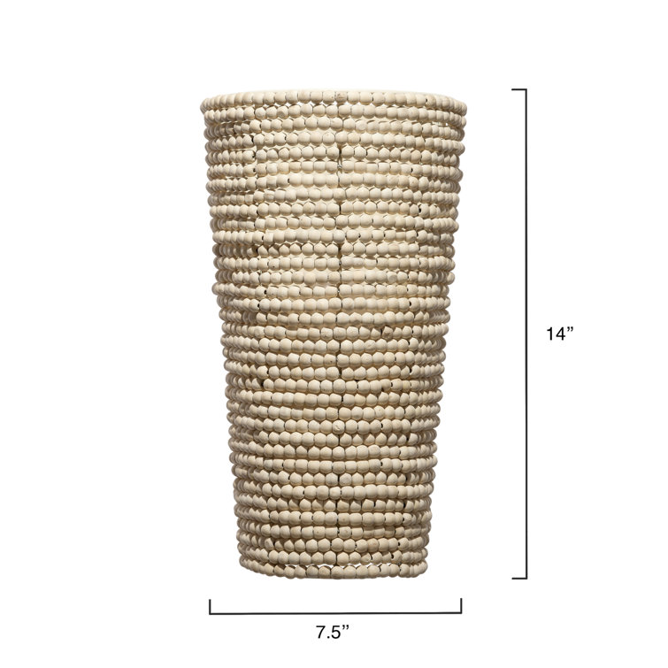 Natural Mango Wood Beaded Cone Wall Sconce