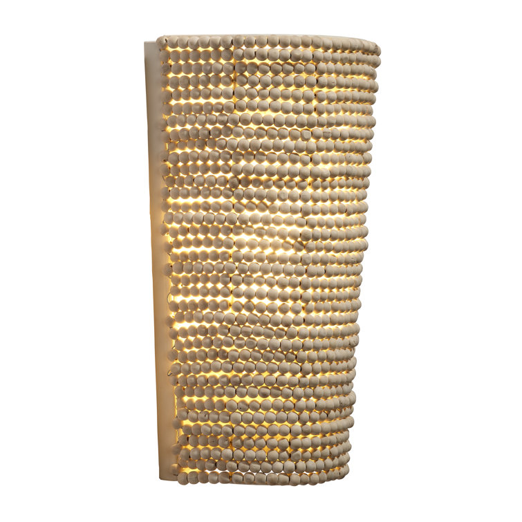 Natural Mango Wood Beaded Cone Wall Sconce