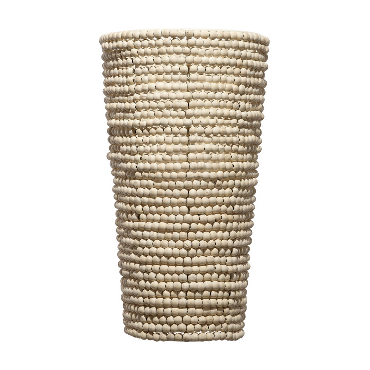 Natural Mango Wood Beaded Cone Wall Sconce