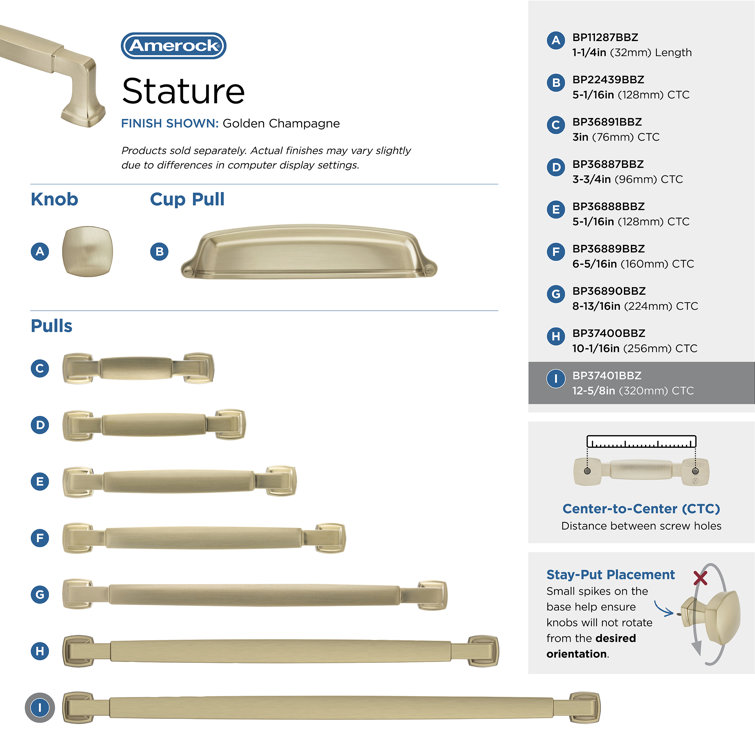Golden Champagne 12-5/8" Modern Cabinet Pull with Mounting Hardware