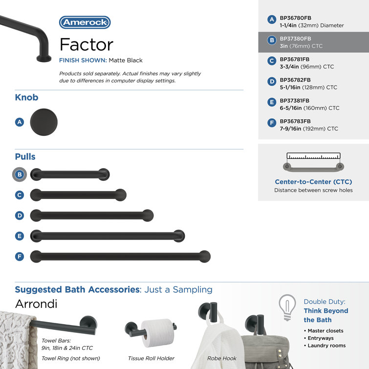 Matte Black 5-1/16" Center-to-Center Arch Cabinet Pull