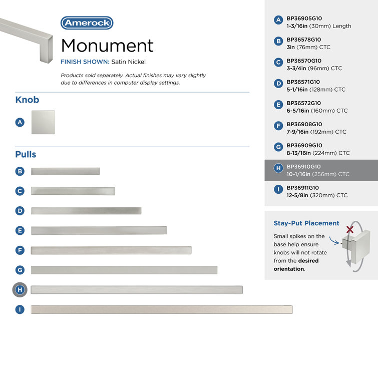 Monument Satin Nickel 10-1/16" Modern Cabinet Pull