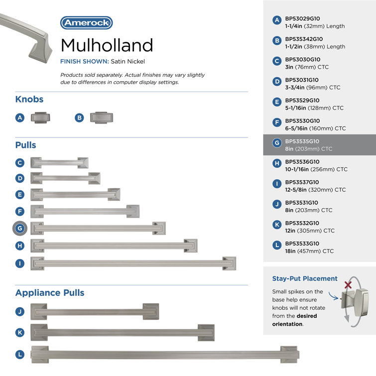 Satin Nickel 8-Inch Mulholland Cabinet Drawer Pull