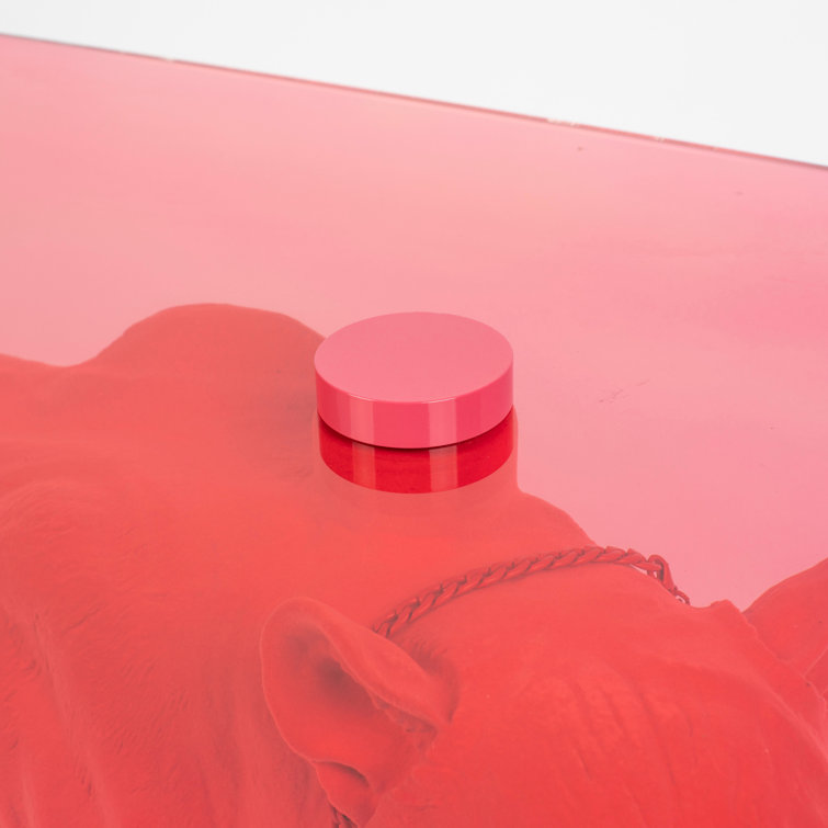 Pink Panther Glass Top Coffee Table with Resin Base