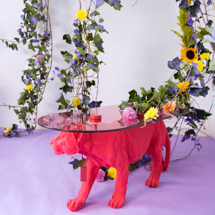 Pink Panther Glass Top Coffee Table with Resin Base