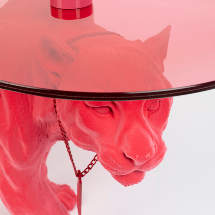 Pink Panther Glass Top Coffee Table with Resin Base