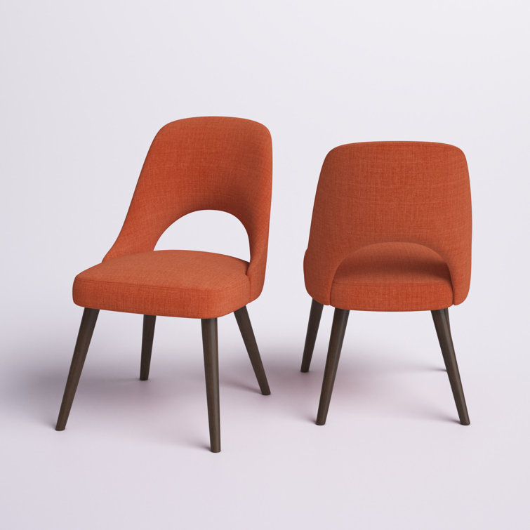 Nola High-Density Foam Upholstered Dining Side Chair in Orange/Dark Brown