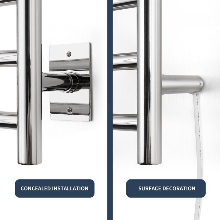 Polished Stainless Steel 10-Bar Wall Mounted Electric Towel Warmer