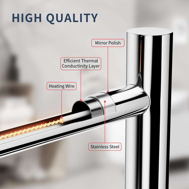 Polished Stainless Steel 10-Bar Wall Mounted Electric Towel Warmer