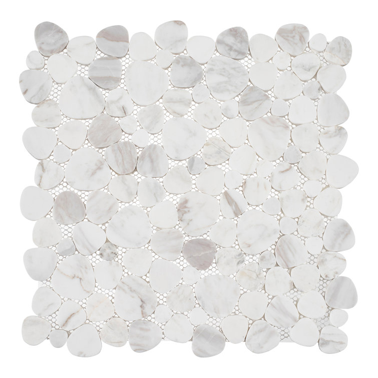 Oasis White Marble Pebble Mosaic Tile for Kitchen and Bathroom