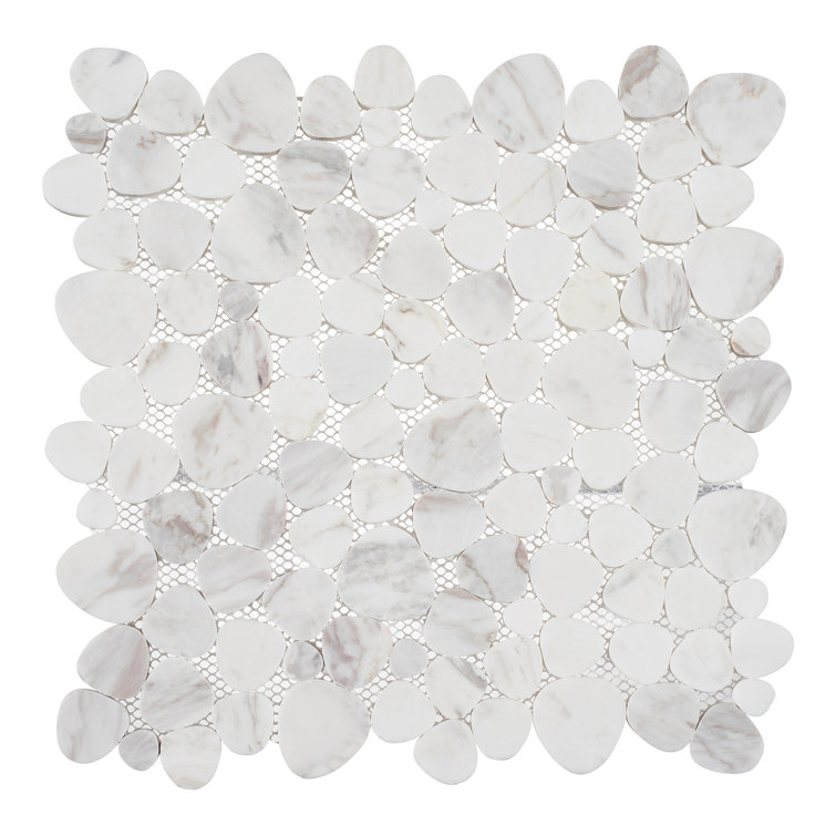 Oasis White Marble Pebble Mosaic Tile for Kitchen and Bathroom
