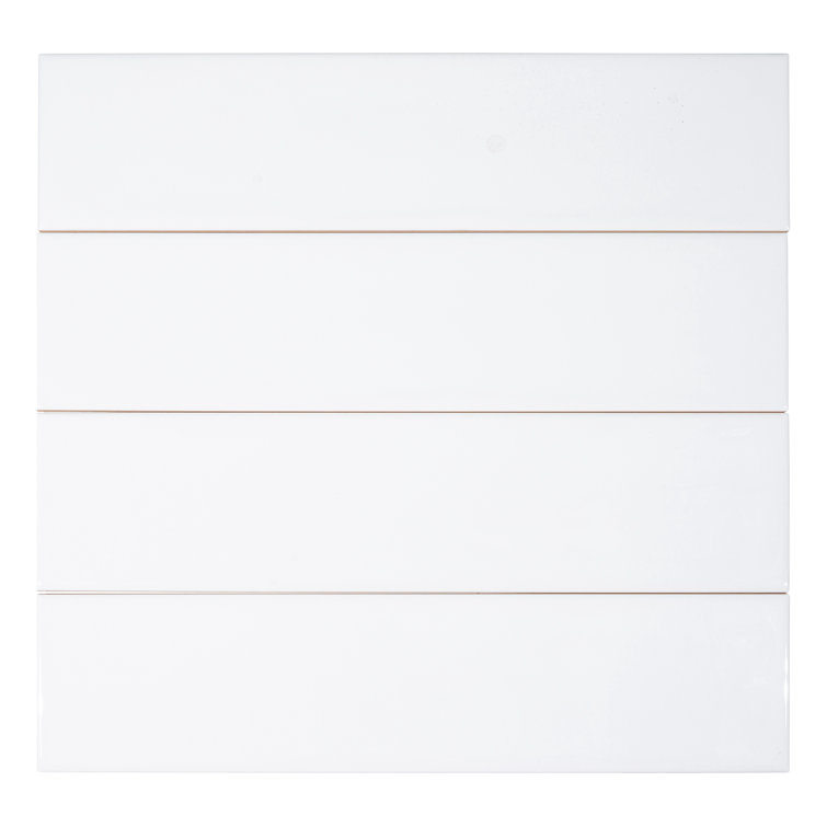 Perfecto Mirabella 4" x 16" White Glazed Ceramic Subway Tile