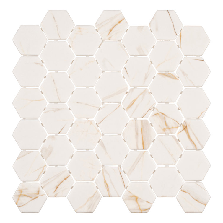 Grecian Hexagon Matte Glass Mosaic Tile Sheet