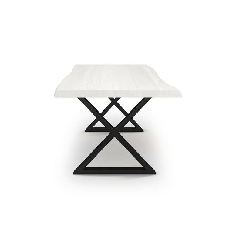 Brooks 92" White Wash Acacia Wood & Black Aluminum Dining Table