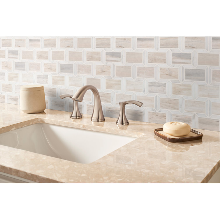 Angora Polished Marble Beveled Mosaic Tile Sheet
