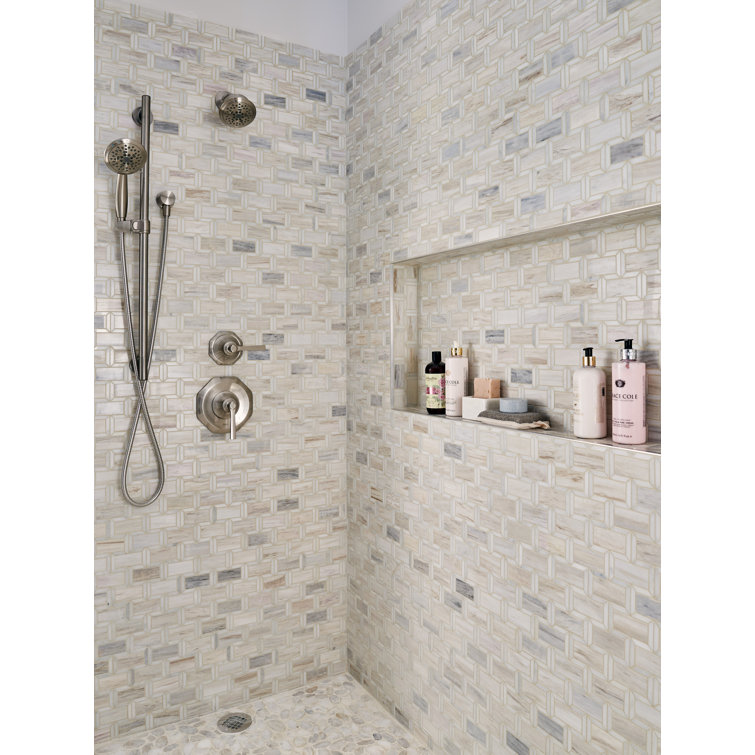 Angora Polished Marble Beveled Mosaic Tile Sheet