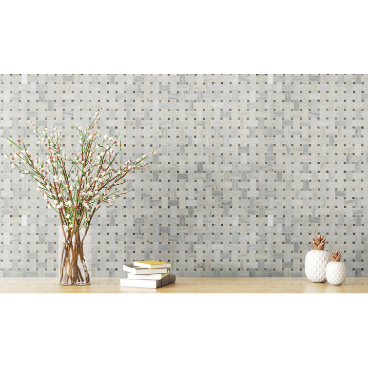 Angora Basketweave 12" x 12" Polished Marble Mosaic Tile