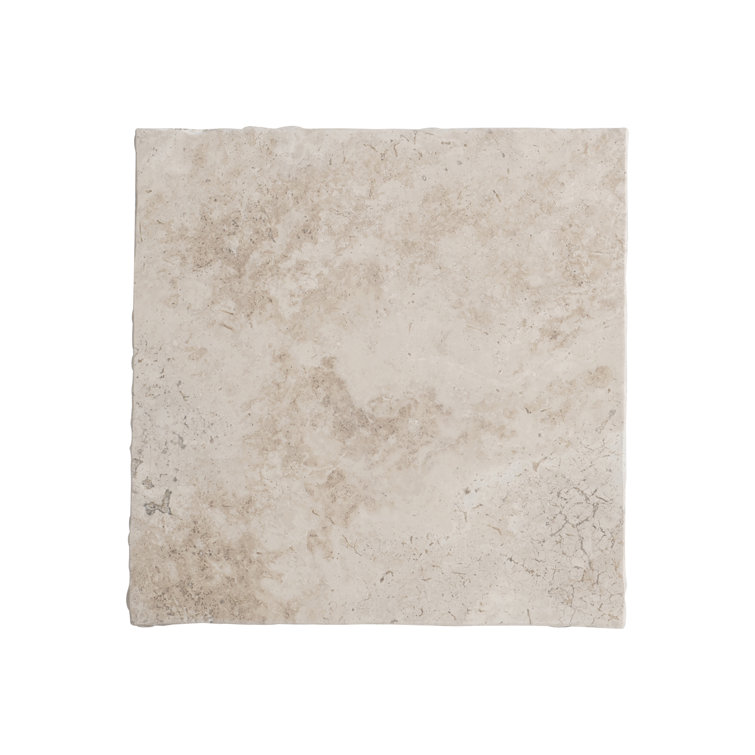 Cream and Silver Stone Top Square End Table