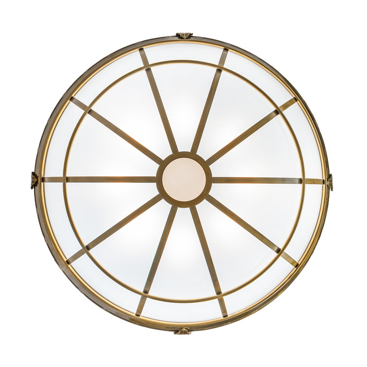 8-Light Brass and White Glass Bowl Pendant