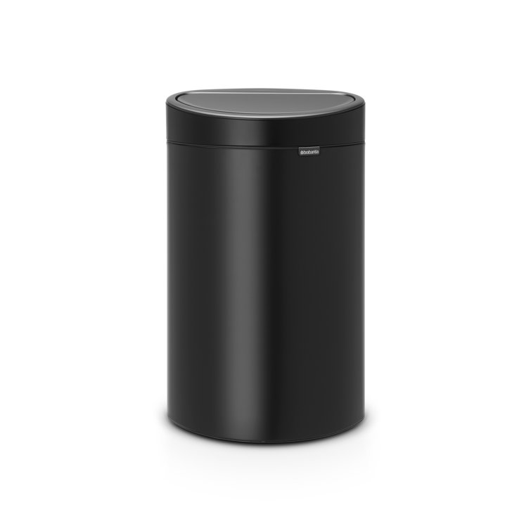 Matte Black Stainless Steel Touch Bar Trash Can, 3.2 Gallon