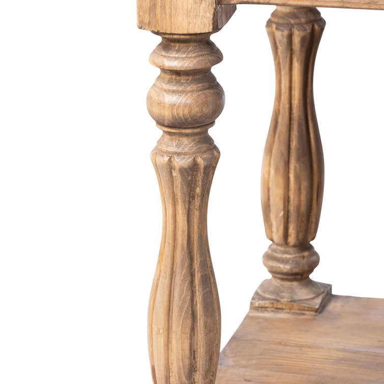 Rustic Brown Pine Wood Kitchen Island with Honeycomb Parquet Top
