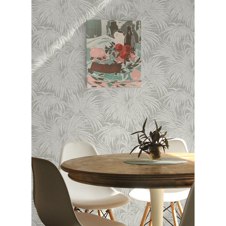 Neutral Grey Cassava Palm Vinyl Peel & Stick Wallpaper