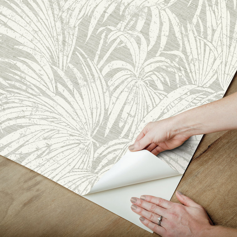 Neutral Grey Cassava Palm Vinyl Peel & Stick Wallpaper
