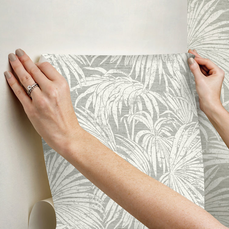 Neutral Grey Cassava Palm Vinyl Peel & Stick Wallpaper