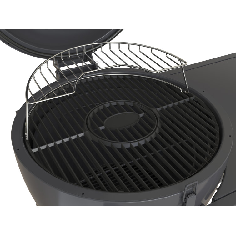 Rodeo Deluxe Black Steel Kamado Charcoal Grill with Prep Cart