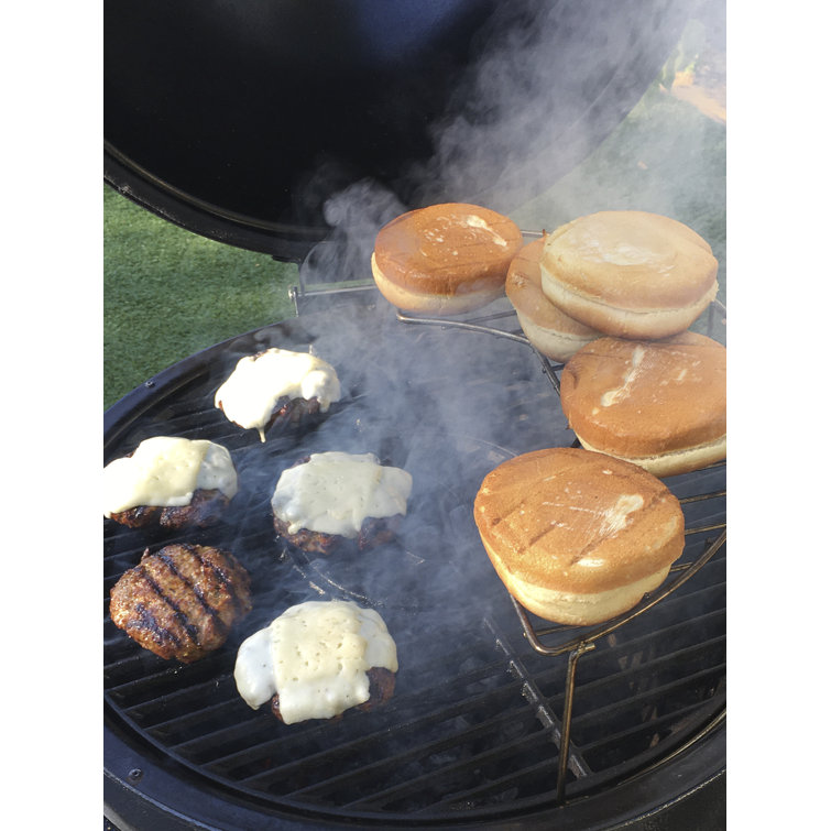 Rodeo Deluxe Black Steel Kamado Charcoal Grill with Prep Cart