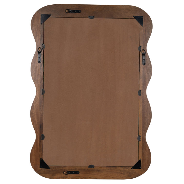 Brown Solid Wood Wavy Wall Mirror