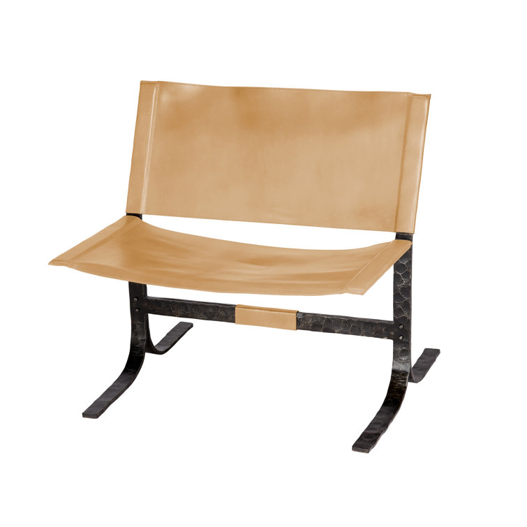 Cashew Leather Handcrafted Sling Chair with Metal Frame