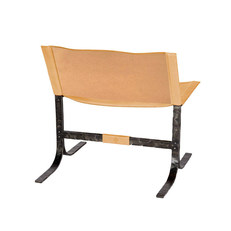 Cashew Leather Handcrafted Sling Chair with Metal Frame