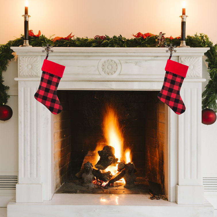 Red and Black Buffalo Check Polyester Holiday Stocking Set