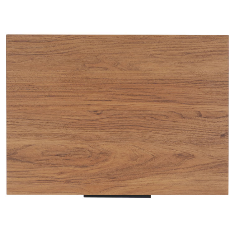 Oak and Black 2-Drawer Fluted Nightstand with Cone Legs