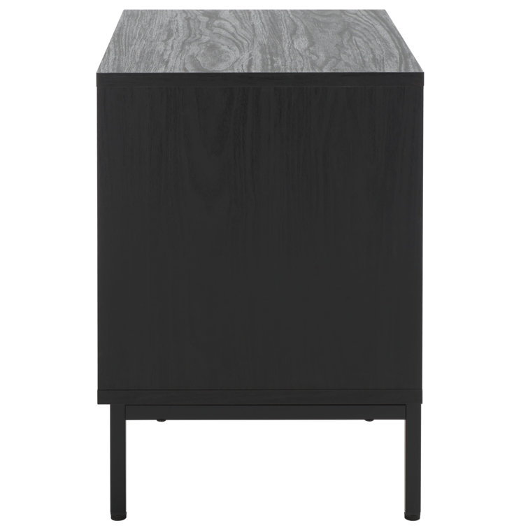 Black Veneer 2-Drawer Nightstand with Gold Handles