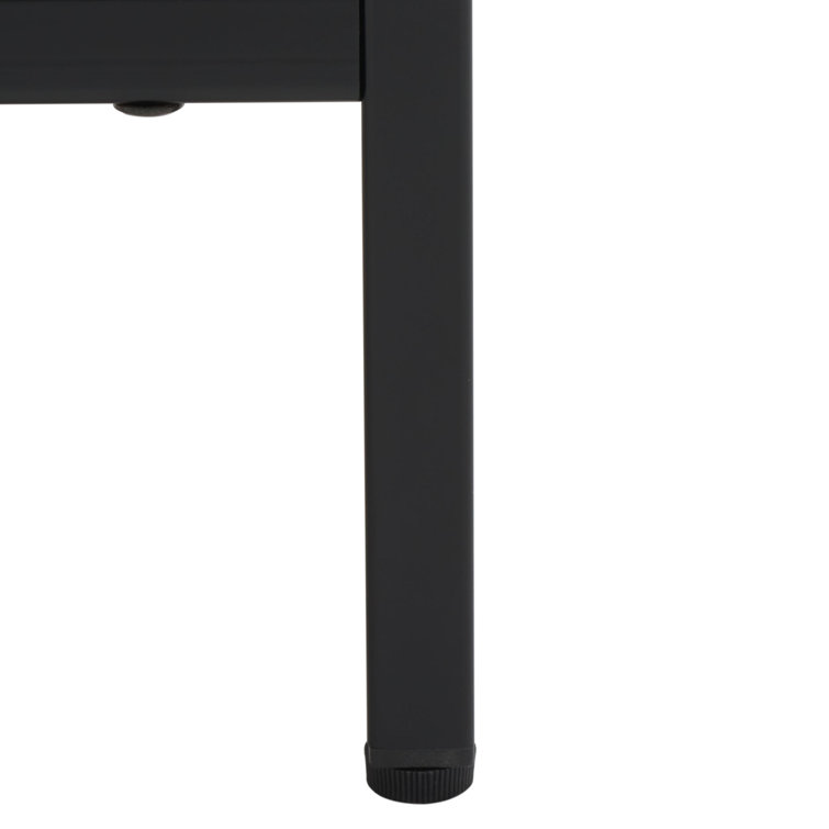 Black Veneer 2-Drawer Nightstand with Gold Handles