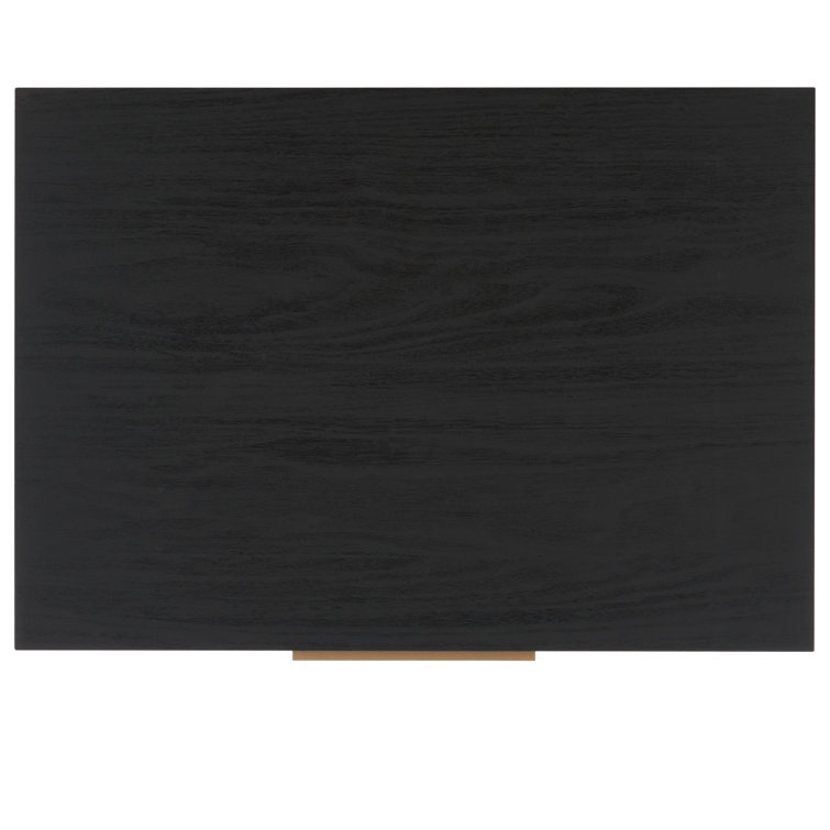 Black Veneer 2-Drawer Nightstand with Gold Handles